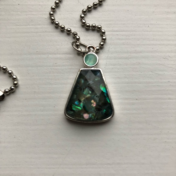 Vintage silver & turquoise stone dog tag necklace - Picture 2 of 7